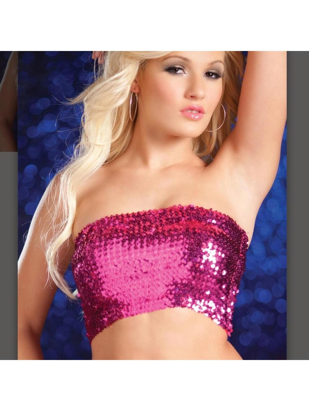 Raveware sequin crop top Fuschia NWT ONE SIZE Y2K